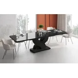 Design Esstisch Bellora ausziehbar 160 bis 256 cm Esszimmer Tisch abgerundete Ecken - Schwarz