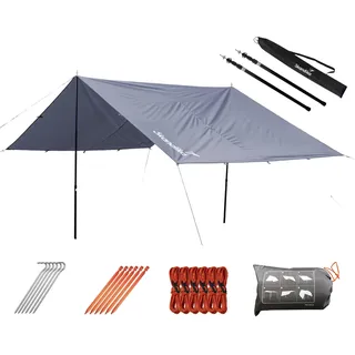 Skandika Sonnensegel L 3x3 Meter Set mit Teleskopstangen | Multifunktionaler Sonnenschutz,