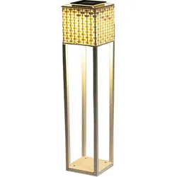 Solar Fackeln Quader Deko Solarleuchte Erdspitz mit weißem Rattan Design, LED warmweiß mit Schalter, H 62 cm, Garten Balkon