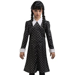CHAKS Hexen-Kostüm Kostüm ‚Wednesday‘ für Kinder, Print Kleid Schwar schwarz 164