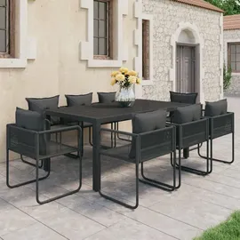 vidaXL Garten-Essgruppe 9-tlg. Schwarz