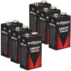 kraftmax 6X 9V Block Lithium Batterien für Rauchmelder/Feuermelder Batterie, (1 St)