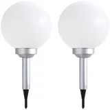 ETC Shop 2er Set LED Solarleuchte, Kugel weiß, H 42,5 cm,