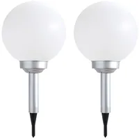 ETC Shop 2er Set LED Solarleuchte, Kugel weiß, H 42,5 cm,