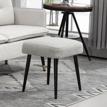 Homcom Hocker mit Kaschmir-Optik Kunststoff 42 x 44 x 42 cm Hellgrau