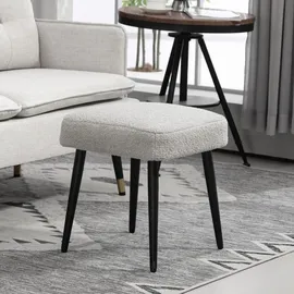 Homcom Hocker mit Kaschmir-Optik Kunststoff 42 x 44 x 42 cm Hellgrau
