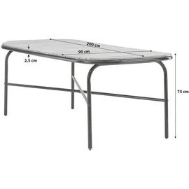 VCM Holmbeck Gartentisch 200 x 90 x 75 cm Schwarz/Akazie
