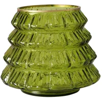Boltze Home Kerzenhalter, Dunkelgrün, Glas, 13x11.5x13 cm, Dekoration, Kerzen