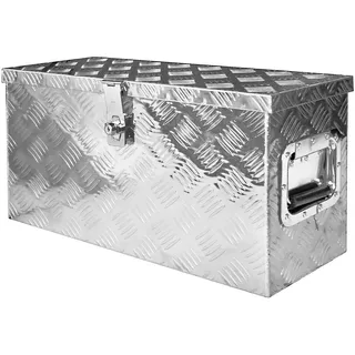 Box Anhänger Kiste Alu mit Deckel Alubox Transportbox Truckbox Deichselbox PKW Zubehör Werkzeugbox Aluminium Anhängerbox Aufbewahrungsbox Gross mit Schloss V2Aox