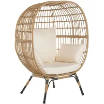 Beliani Gartensessel Rattan 0 x 0 x 0 cm Beige mit Kissen