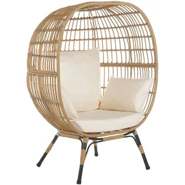 Beliani Gartensessel Rattan 0 x 0 x 0 cm Beige mit Kissen