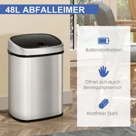 Homcom Mülleimer 48 l Silber