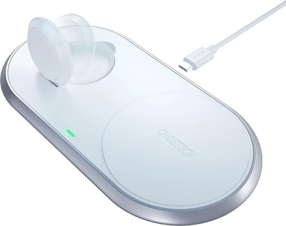 Choetech Qi 2in1 kabelloses Ladegerät für Smartphones (10 W), Wireless Charger, Weiss