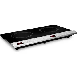 Navaris Doppel Induktionskochplatte 3500W - 2 Kochfelder mit Timer Touch Display Topferkennung - Induktionskochfeld Kochplatte transportabel - Schwarz
