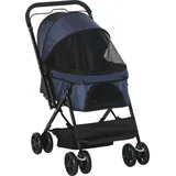 Fortuna Lai Haustierwagen Katzenbuggy Oxford Blau 76,5x52x95cm für kleine Hunde und Katzen, faltbar & leicht - Blau