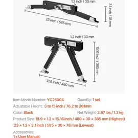 Vevor RV-Stufenstabilisator, höhenverstellbares Stufenstütz-Set, Treppenstabilisatoren aus pulverbeschichtetem Stahl für Wohnwagen Reiseanhänger Wohnmobile, verstellbar 76,2-381 mm