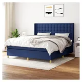 Lattenrost mit Matratze, blau, 180 x 200 cm, Stoff, Plattformbett, mit Lattenhalter, einfache Montage, für Schlafzimmer, Erwachsene