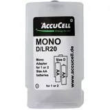 AccuCell Universal Mono D Adapter für 1 oder 2 Mignon AA Akku oder Batterien, 59,2x 32mm