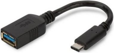 Assmann USB 3.1 OTG Adapterkabel C auf A Buchse 0,15m schwarz Datenübertragungen bis 5 Gbit/s - 10-mal schneller als USB 2.0 - 3A Stromversorgung, Typ C-Stecker beidseitig verwendbar - Anschluss 1: USB C, Stecker - Anschluss 2: USB A, Buchse - Doppelt geschirmt, UL-zertifiziert: UL2725 (AK-300315-001-S)