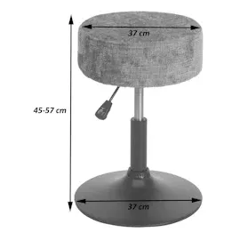 Mendler 2er-Set Hocker HWC-C22, Sitzhocker Schminkhocker, höhenverstellbar drehbar Ø 37cm Stoff Bouclé 450g/m2 FSC® ~ creme-weiß