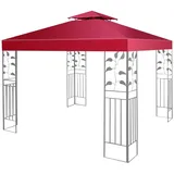 GIANTEX Ersatzdach Pavillon 3x3m, Pavillondach wasserabweisend, Ersatzbezug Dachbezug für Garten Pavillon, Pavillon Abdeckung (Doppeldach, Weinrot)