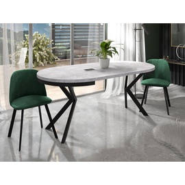 WFL GROUP Runder Ausziehbarer Esstisch - Loft Style Tisch mit Metallbeinen - 120 bis 200 cm - Industrieller Quadratischer Tisch für Wohnzimmer - Kompakt - 120 cm - Beton Grau