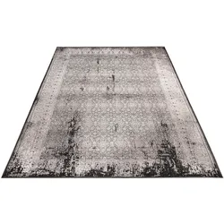 Teppich OBSESSION "My Eden of Obsession 200", grau, B:240cm H:10mm L:340cm, Viskose, Polyacryl, Teppiche, Kurzflor, mit Bordüre, besonders hohe Knotendichte