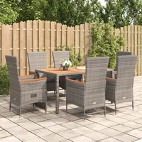vidaXL Garten-Essgruppe 7-tlg. Grau