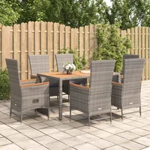 vidaXL Garten-Essgruppe 7-tlg. Grau