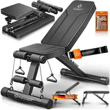 KESSER Hantelbank Multifunktionale Trainingsbank mit Rückenlehne 500kg Belastbarkeit, (Klappbare Verstellbare Mehrzweck-Hantelbank Flachbank zum Bankdrücken), Fitnessgerät Ganzkörpertraining Schrägbank für Fitness & Training grau|schwarz