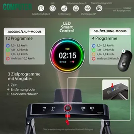 Christopeit Sport® Laufband »2 in 1«, (1 tlg., inkl. Bluetooth-Musikboxen), bis max. 14 km/h, klappbar, rot