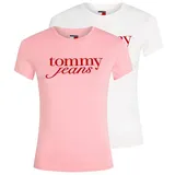 Tommy Hilfiger Tommy Jeans T-Shirt TJW 2PACK ESSENTIAL LOGO TEE (Packung, 2-tlg) mit Logodruck rosa XL (42)