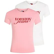 Tommy Hilfiger Tommy Jeans T-Shirt TJW 2PACK ESSENTIAL LOGO TEE (Packung, 2-tlg) mit Logodruck rosa XL (42)