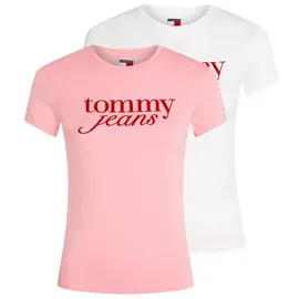 Tommy Hilfiger Tommy Jeans T-Shirt TJW 2PACK ESSENTIAL LOGO TEE (Packung, 2-tlg) mit Logodruck rosa XL (42)