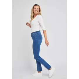 wonderjeans Slim-fit-Jeans "Classic", Damen, Gr. 38, Länge 30, beige (super stone blau), Denim/Jeans, Obermaterial: 87% Baumwolle, 9% Polyester, 4% Elasthan, figurbetont knöchellang, Jeans Slim-fit-Jeans, Klassischer gerader Schnitt