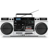 MEDION P66538 Kassettenrecorder (Retro Ghettoblaster mit CD-Player, 80er, groß, USB, SD, CD, Kassetten MC, DAB+ Radio Teleskopantenne, Bluetooth, ...