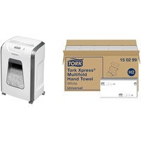 Fellowes Aktenvernichter & Tork Xpress Multifold Papierhandtücher 150299 - H2 Universal Falthandtücher für Handtuchspender - mehrfach gefaltet, 2-lagig, weiß - 20 x 237 Tücher