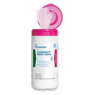 Dr. Schumacher CLEANISEPT® WIPES forte Desinfektionstücher, Gebrauchsfertige Tücher zur Desinfektion von Ultraschallsonden, 1 Spenderdose = 100 Tücher