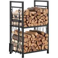 Vevor Kaminholzregal, 455x330x765 mm, 2-stufiger Brennholzhalter mit Kaminbesteck, Bürste,