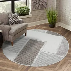 Teppich CARPET CITY "LINDO 8877", beige, H:11mm Ø:200cm, Obermaterial: 100% Polyester, Teppiche, Kurzflor, Hochtief-Muster/ 3D-Effekt, Boho-Stil, Wohnzimmer