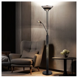 GLOBO LED Deckenfluter Stehlampe Wohnzimmerlampe Standleuchte Schlafzimmerlampe, Metall Glas Leselampe beweglich, H 180 cm