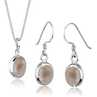 Elli Schmuckset Quarz Braun 925 Sterling Silber braun