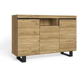 SKRAUT HOME Sideboard 140 x 92 x 40 cm Eiche/Schwarz