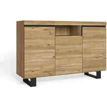 SKRAUT HOME Sideboard 140 x 92 x 40 cm Eiche/Schwarz