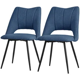 ML-Design Esszimmerstühle 2er Set Blau aus Stoffbezug, Rückenlehne