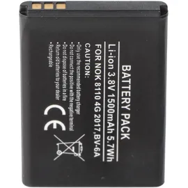 AccuCell Akku passend für Nokia 8110 4G 2017, BV-6A Li-Ion 3,8 Volt 53,2 x 38,0 x 5,9mm