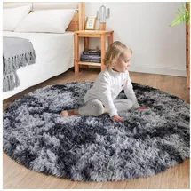 luxuskollektion Hochflorteppich Ø 100 cm Dunkelgrau