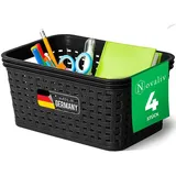 Novaliv Aufbewahrungsbox - (4 St), 4x Aufbewahrungskorb Rattan schwarz 14.00 cm x 9.5 cm