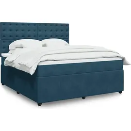 vidaXL Boxspringbett mit Matratze Blau 180x200 cm Samt