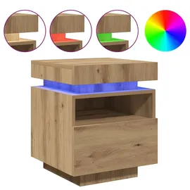 vidaXL Nachtschrank mit LED-Leuchten Artisan-Eiche 40 x 39 x 48,5 cm Braun